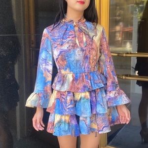 Melting Pastel Print Dress
